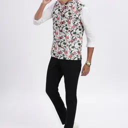 SHOWOFFFF Printed Slim-Fit Mandarin Collar Nehru Jacket image 2