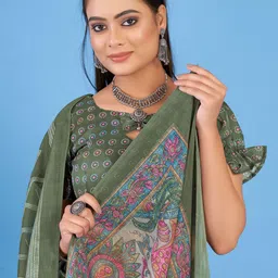 Mitera Kalamkari Linen Blend Bagh Saree image 2