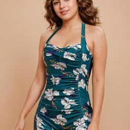 WomanLikeU Floral Printed Full-Coverage Ruched Bodysuit-picture-44