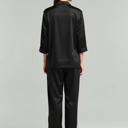 DEHMAN Lapel Collar Pure Silk Shirt With Pyjama image 3