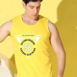 WOOSTRO Pack Of 2 Printed Super Combed Cotton Gym Vests VWS26(98 YELLOW)(MORE LGTGREEN) image 5