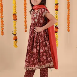 Sangria Girls Printed Pure Cotton Kurta & Trouser With Dupatta image 4
