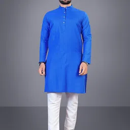 Attigo Band Collar Cotton Straight Kurta With Pyjamas-picture-31
