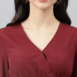 Femvy Women Smocked Wrap Midi Dress image 2