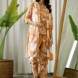 ANGIYA Floral Printed Shoulder Straps Pure Cotton Night suits-picture-25