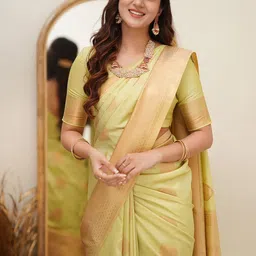 bigben textile Ethnic Motifs Zari Silk Blend Banarasi Saree image 5