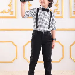 Mark & Mia Boys Checked Long Sleeves Shirt With Trousers & Suspender-picture-19