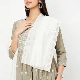 max Women Floral Embroidered Kurta Trousers With Dupatta image 5