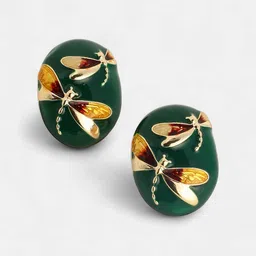 SOHI The Dragonfly Gold-Plated Contemporary Studs image 3