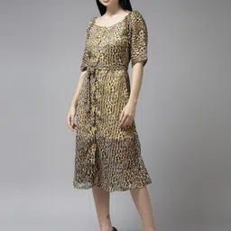 roadster Brown Georgette Dresses image 3