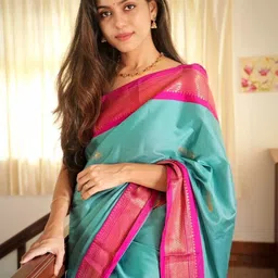 all about you Woven Design Zari Pure Silk Handloom Kanjeevaram Saree-picture-23