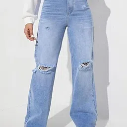 Metronaut Women Comfort Regular Fit Mid-Rise Highly Distressed Light Fade Jeans-image-48