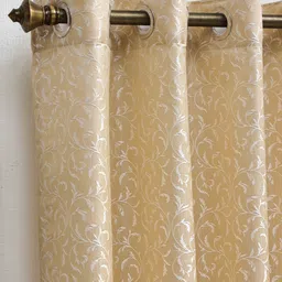 Ariana Beige & White Floral Room Darkening Door Curtain-picture-14