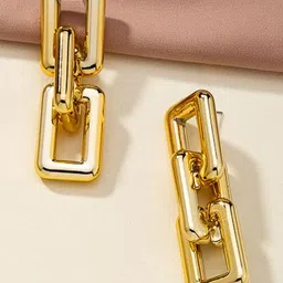 Zaphariq Gold-Plated Korean Geometric Shaped Drop Earrings image 5