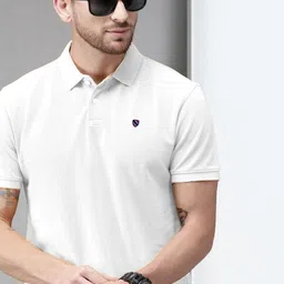 MERRIMENT Men Solid Polo Collar Cotton T-shirt-picture-13