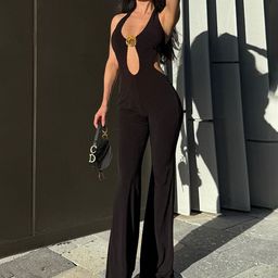 LULU & SKY Women Halter Neck Cut-out Detail Basic Jumpsuit-picture-9