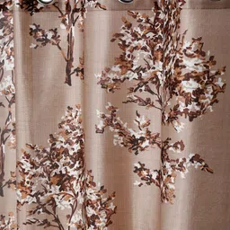 Aura Brown & White 2 Pieces Floral Printed Window Curtains image 4