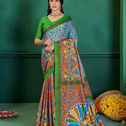 HERE&NOW Kalamkari Printed Pure Cotton Bagru Saree-picture-41