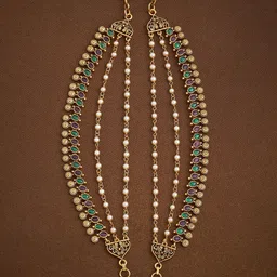 Kushal's Fashion Jewellery Women Ruby-Green Gold-Plated Ethnic Antique Matil-picture-26
