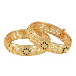 Vighnaharta Set Of 2 Gold Plated Enamelled Adjustable Bangles image 3