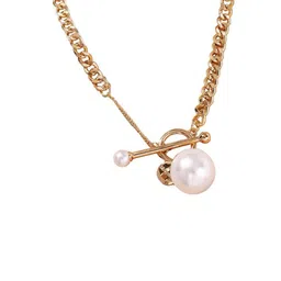 Bling Queen Toggle Clasp Double Layered Pearl Beaded Choker Necklace image 3