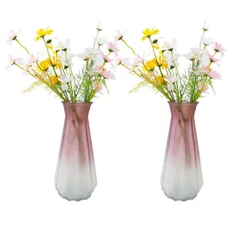 Ekhasa 2Pcs Red & Grey Textured Bud Shape Flower Vases image 2
