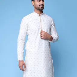 AURIK Men Geometric Woven Design Thread Work Kurta image 2