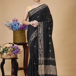 SLAGHA Woven Design Taant Saree With Unstitched Blouse Piece-image-12