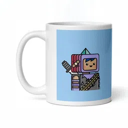 Mr UVD White & Blue Cartoon Characters Printed Ceramic Matte Mug 350 ml-picture-38
