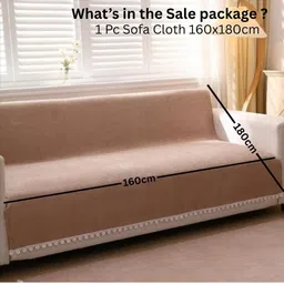 HOMETHREADS Beige Embroidered Sofa Cover image 5