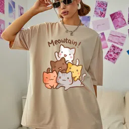 ABSOLUTE DEFENSE Women Graphic Printed Round Neck Cotton Oversized T-shirt-image-53