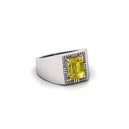 RRVGEM Silver Plated 13.25 KT Unheated Untreated Yellow Sapphire Ring image 3