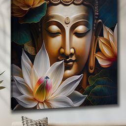 Livin'luxe Brown & Black Buddha Printed Religious Canvas Wall Art-picture-25