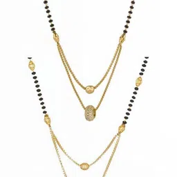 Laksh Enterprise Set Of 2 Artificial Stones Studded & Beaded Ball Design Mangalsutras-picture-11