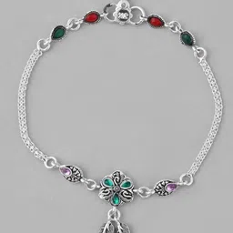Sangria Silver-Plated Artificial Stones Anklet image 4