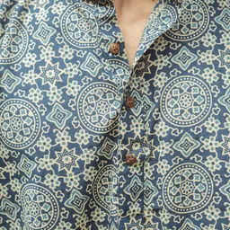 Shasak Men Geometric Block Printed Kurta image 5