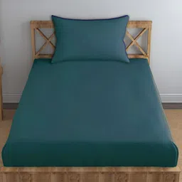 Trance Home Linen Green Cotton 300 TC Single Bedsheet Set- 1.37 m x 2.28 m-picture-30