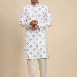 Rawayi Men Ethnic Motifs Printed Thread Work Kurta image 1