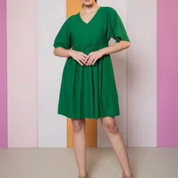 MILOST Solid Kimono Sleeve A-Line Dress-picture-11