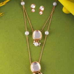 Anouk Gold Plated Stones Studded & Pearls Beaded Jewellery Set-picture-26