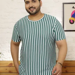 bigbanana Plus Size Striped Round Neck Anti Odour Pure Cotton T-Shirt-picture-57
