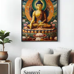 Sassyco Green & Black 1 Piece Canvas Religious Wall Paintings-picture-22