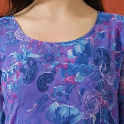 QSH Floral Printed Fit & Flared Maxi Ethnic Dresses With Dupatta image 2