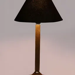 Devansh Black and Brown Wooden Frusturical Shaped Table Lamp image 3