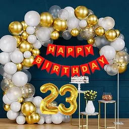 arv zone Solid 23rd Happy Birthday Party Balloons Decoration Combo Metallic, Confetti Balloon Balloon-picture-17