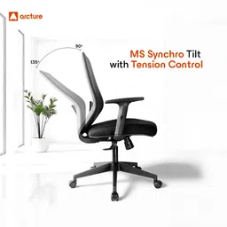 arcture Navo Mid Back Ergonomic Chair|Home,Office,WFH|1D Armrest, LumbarSupport Mesh Office Adjustable Arm Chair image 5