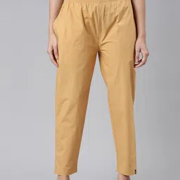 twin birds Women Regular Fit Beige Pure Cotton Trousers-picture-23