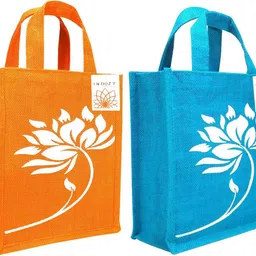 indozy Jute bags for Lunch Pack of 2 Grocery Bags-picture-21