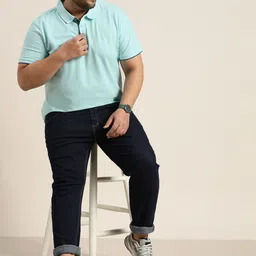 Sztori Men Plus Size Blue Polo Collar Pure Cotton T-shirt-picture-21