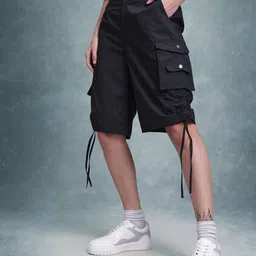 The Roadster Life Co. Women Cotton High-Rise Cargo Shorts-picture-34
